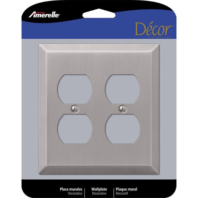 Amerelle Century Brushed Nickel 2 gang Stamped Steel Duplex Wall Plate 163DDBN 1 pk