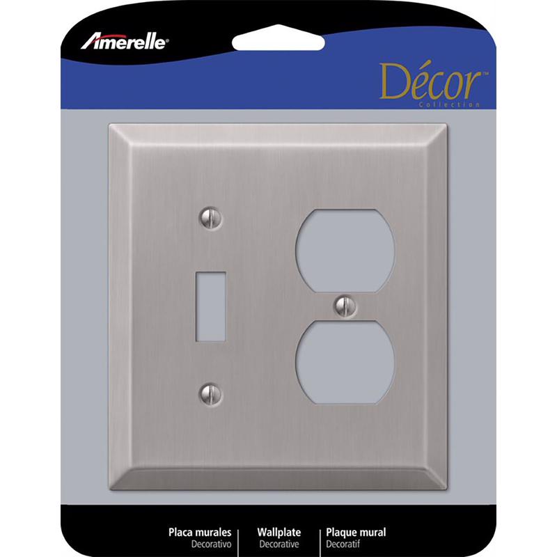 Amerelle Century Brushed Nickel 2 gang Stamped Steel Duplex/Toggle Wall Plate 163TDBN 1 pk