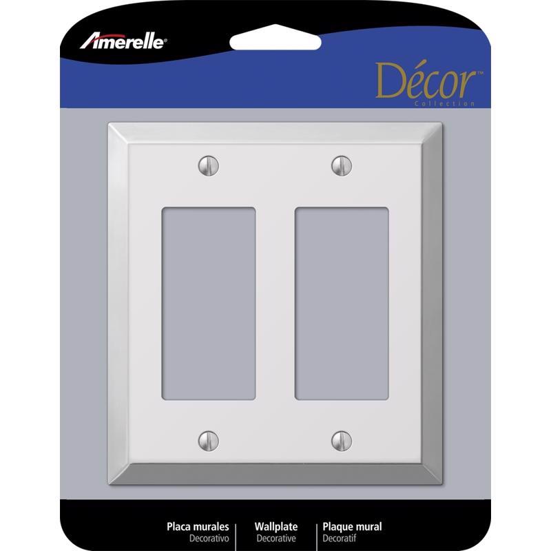 Amerelle Century Polished Chrome 2 gang Stamped Steel Decorator Wall Plate 161RR 1 pk