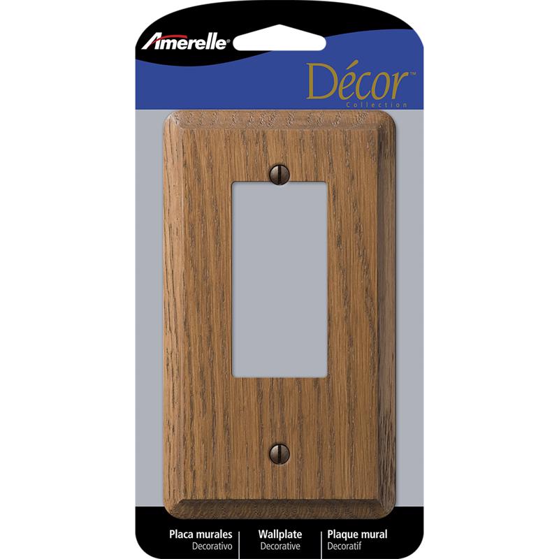 Amerelle Contemporary Brown 1 gang Oak Wood Decorator Wall Plate 901R 1 pk