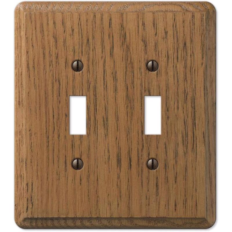 Amerelle Contemporary Medium Brown 2 gang Oak Wood Toggle Wall Plate 901TT 1 pk