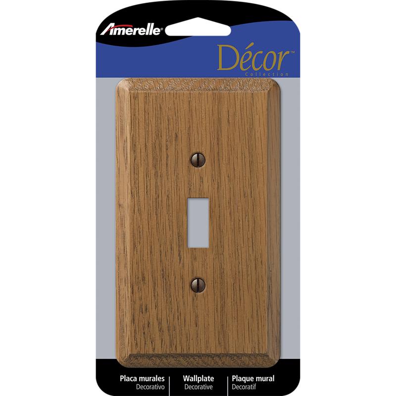 Amerelle Contemporary Medium Brown 1 gang Oak Wood Toggle Wall Plate 901T 1 pk
