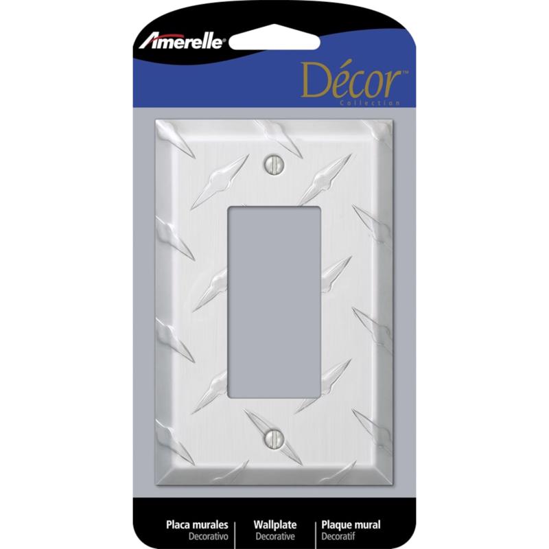 Amerelle Diamond Silver 1 gang Stamped Aluminum Decorator Wall Plate 955R 1 pk