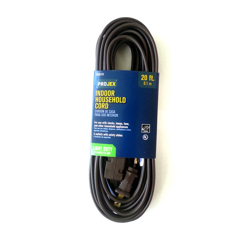 Projex Indoor 20 ft. L Brown Extension Cord 16/2 SPT-2 IN162PT220BRP