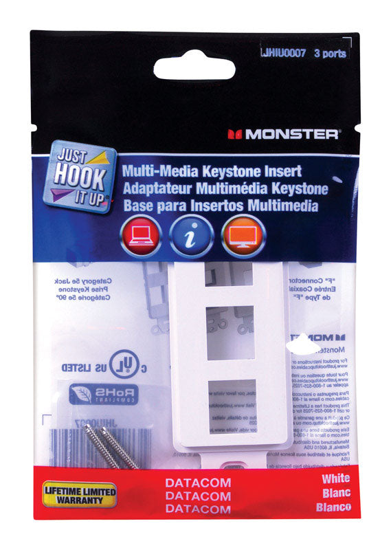 Monster Just Hook It Up White 3 gang Plastic Keystone Wall Plate JHIU0007 1 pk