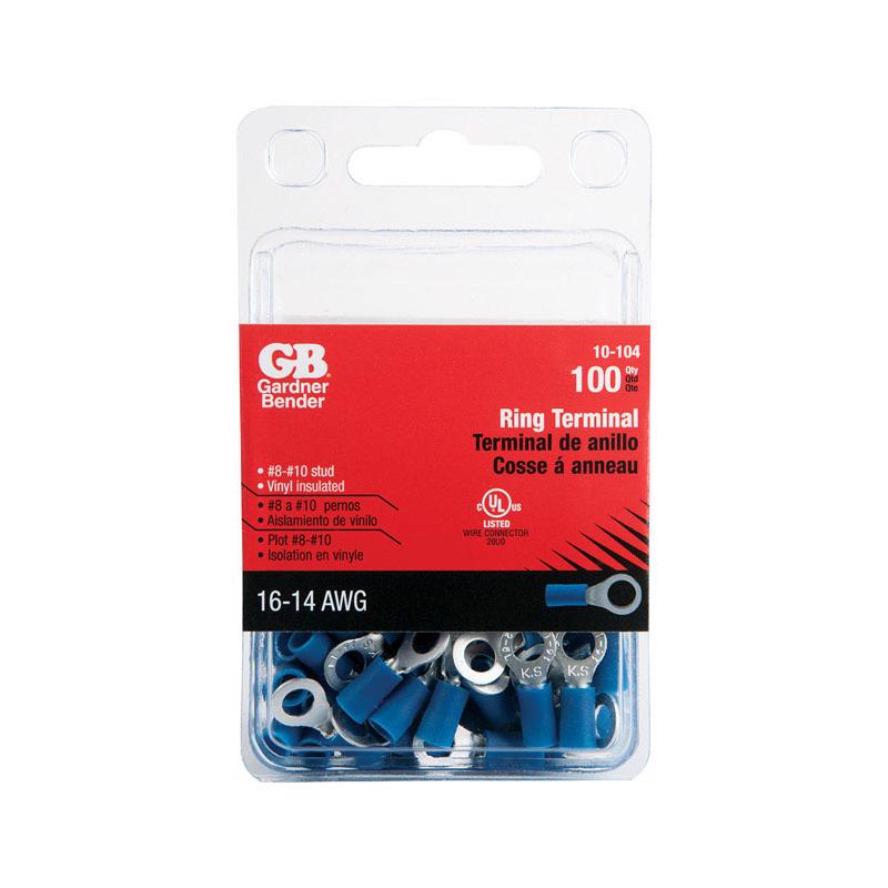 Gardner Bender 16-14 Ga. Insulated Wire Ring Terminal Blue 10-104 100 pk