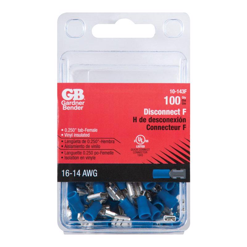 Gardner Bender 16-14 Ga. Insulated Wire Female Disconnect Blue 10-143F 100 pk