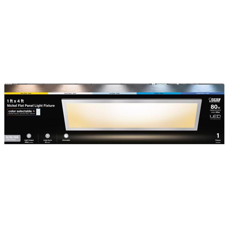 Feit EDGELIT 1 in. H X 12 in. W X 47.3 in. L Nickel White LED Flat Panel Light Fixture FP1X4/4WY/NK