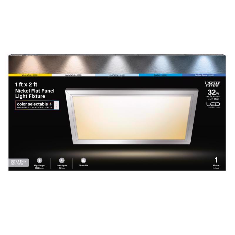 Feit EDGELIT 1 in. H X 12 in. W X 23.8 in. L Brushed Nickel White LED Flat Panel Light Fixture FP1X2/6WY/NK