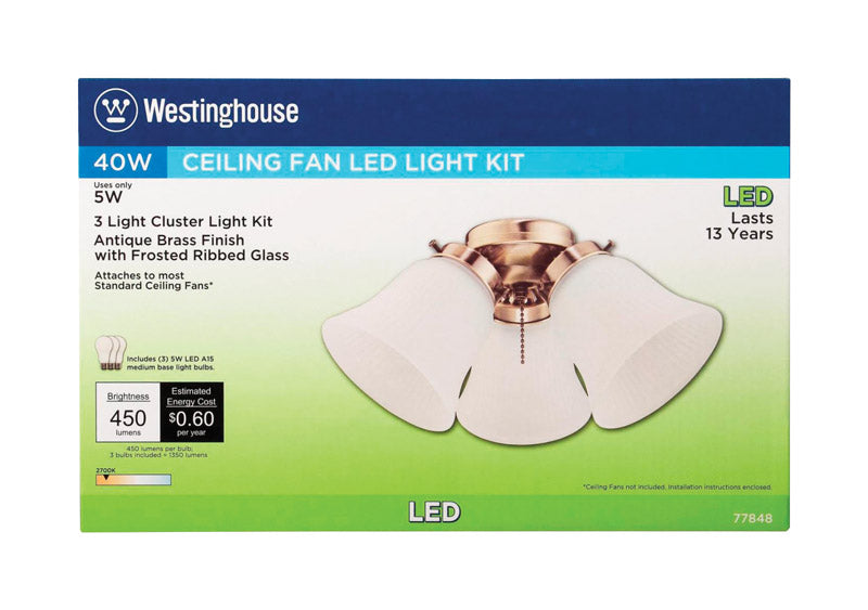 Westinghouse Antique Brass White Cluster Ceiling Fan Light Kit 7784800