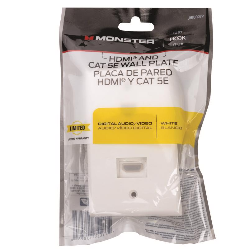 Monster Just Hook It Up White 1 gang Plastic HDMI Wall Plate JHIU0072 1 pk