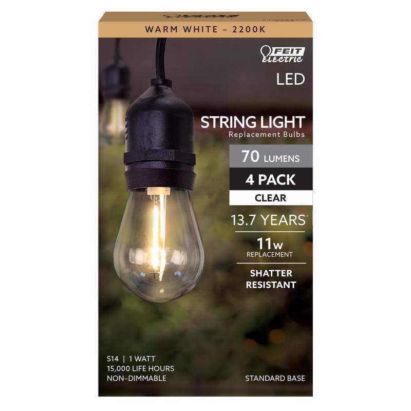 Feit S14 E26 (Medium) LED Bulb Warm White 11 Watt Equivalence S14/822/FILED/4 4 pk