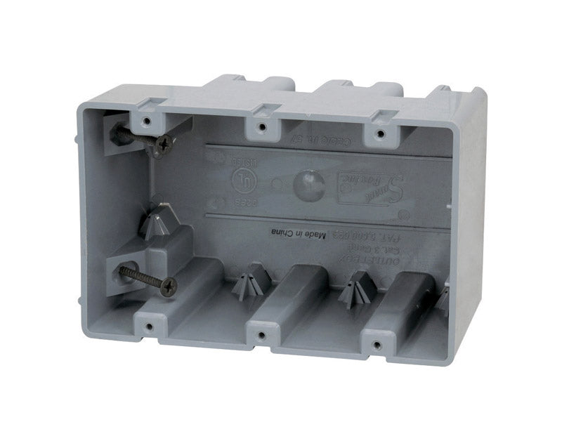 Madison Electric Smart Box Rectangle PVC 3 gang Electrical Box Gray MSB3G