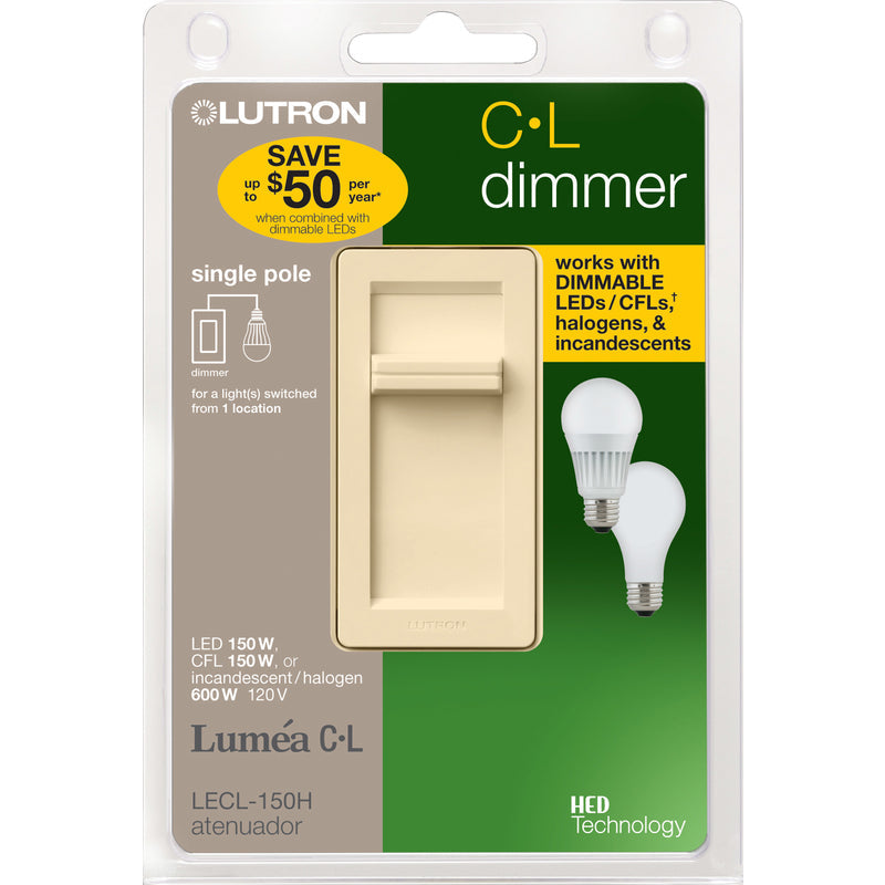 Lutron Lumea Light Almond 150 W Slide Dimmer Switch LECL-150H-LA 1 pk