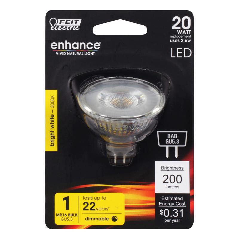 Feit Enhance MR16 GU5.3 LED Bulb Bright White 20 Watt Equivalence BPBAB/930CA 1 pk