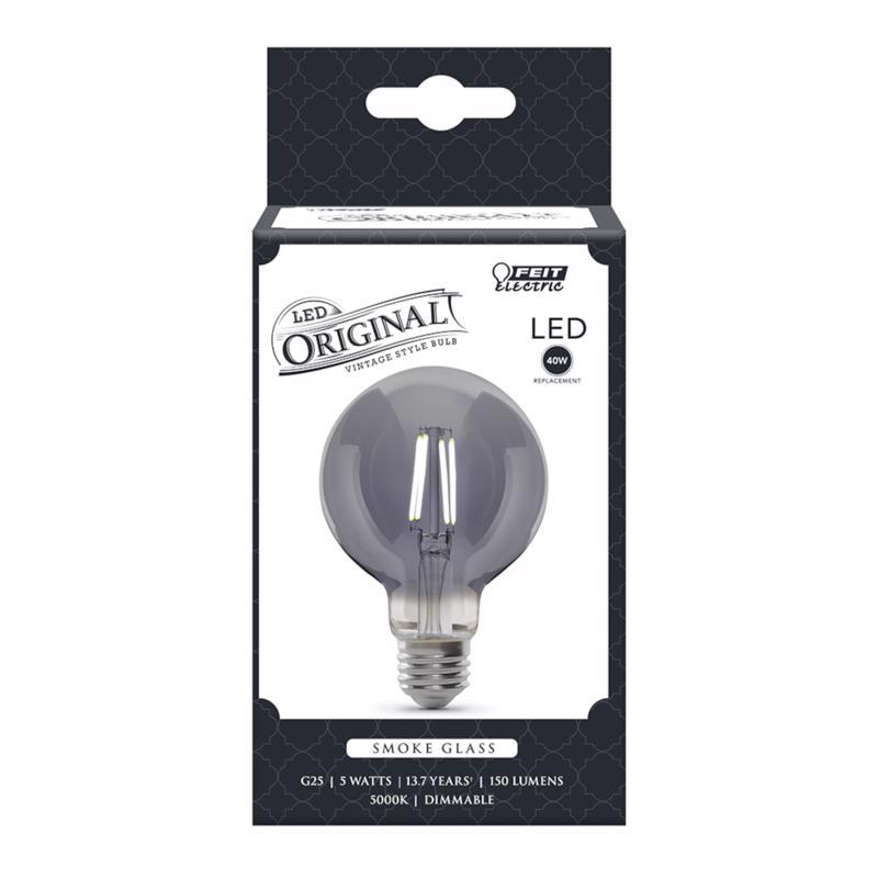 Feit G25 E26 (Medium) Filament LED Bulb Smoke Daylight 40 Watt Equivalence G25/SMK/VG/LED 1 pk