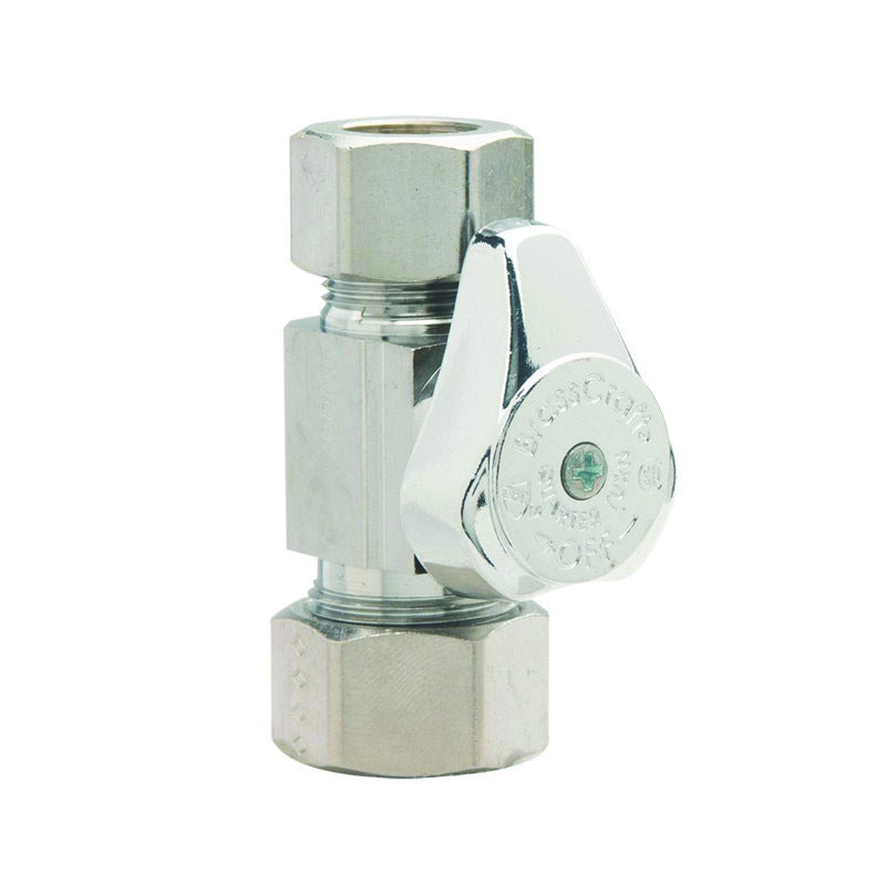 BrassCraft 1/4 in. Compression outlets X 1/2 in. Compression Brass Straight Stop Valve G2CR34X CD