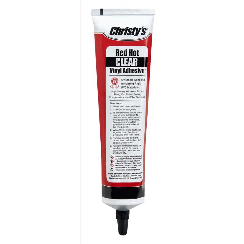 Christy's Red Hot Clear Adhesive and Sealant For PVC/Vinyl 5.25 oz 505097