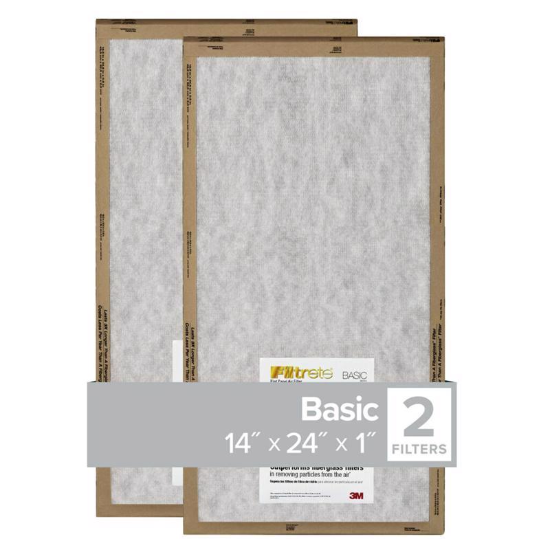 Filtrete 14 in. W X 24 in. H X 1 in. Synthetic 2 MERV Flat Panel Filter FPL23-2PK-24 2 pk, Case of 24