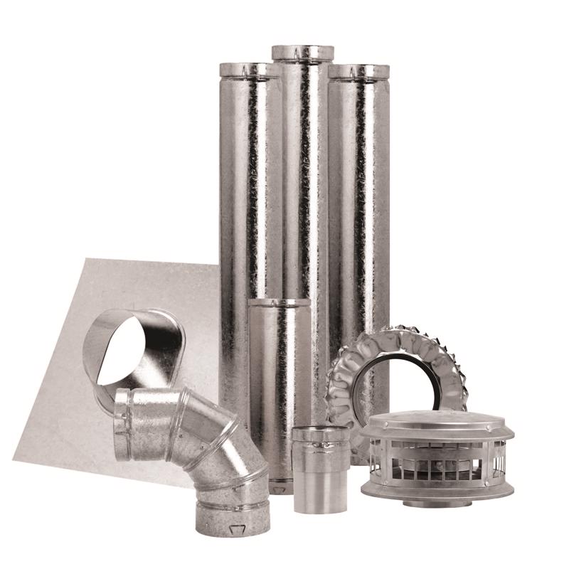 DuraVent 4 in. D X 84 in. L Aluminum/Galvanized Steel Vent Pipe Kit 4BV-KNT