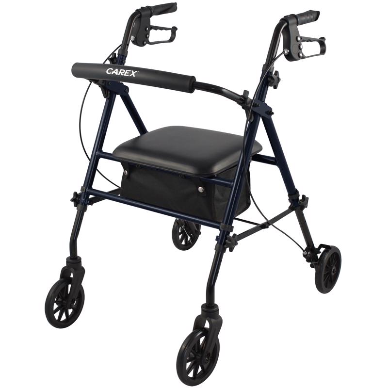 Carex Health Brands Step N Rest Blue Rolling Walker Aluminum/Plastic 39 in. H X 22.5 in. L FGA22300 0000