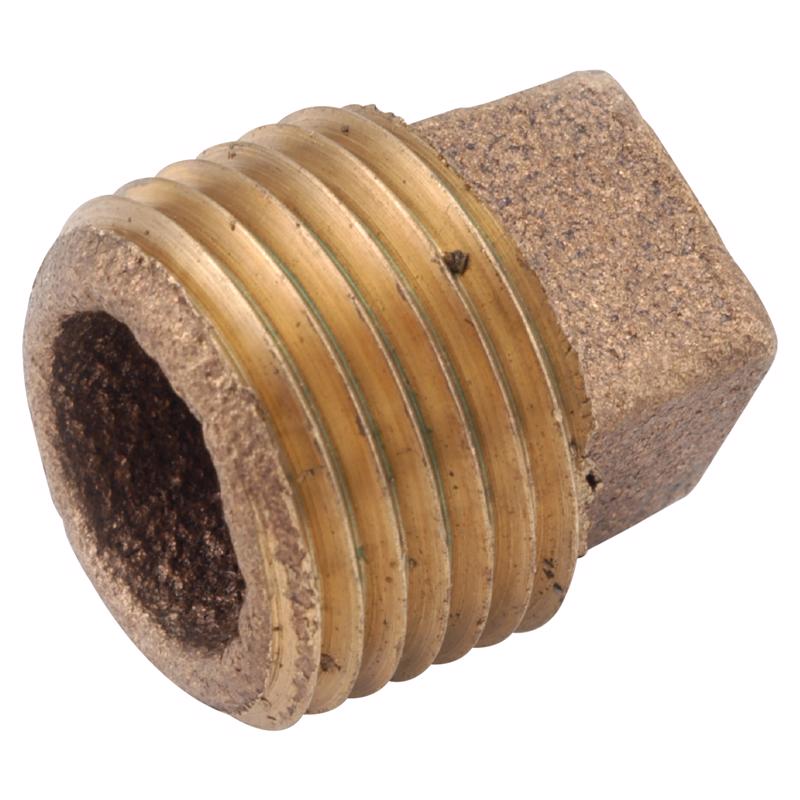 Anderson Metals 1/2 in. MPT Red Brass Square Head Cored Plug 738109-08