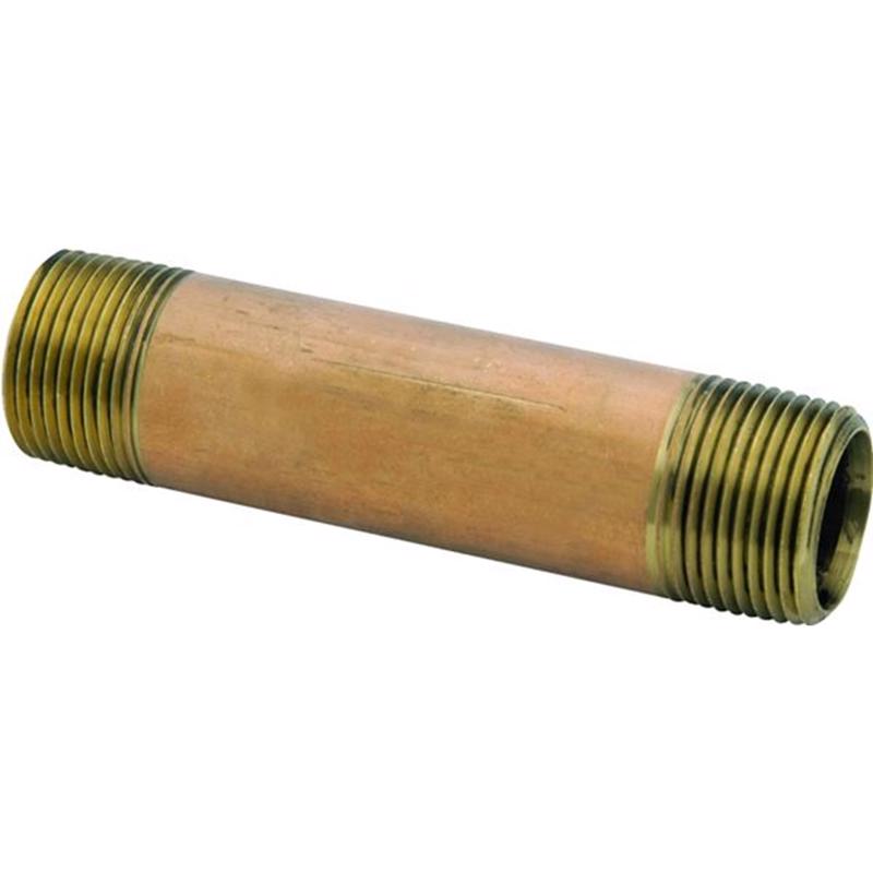 Anderson Metals Red Brass Pipe Nipple, 1 in. MPT x 1 in. MPT, 4 in. L, 38300-1640