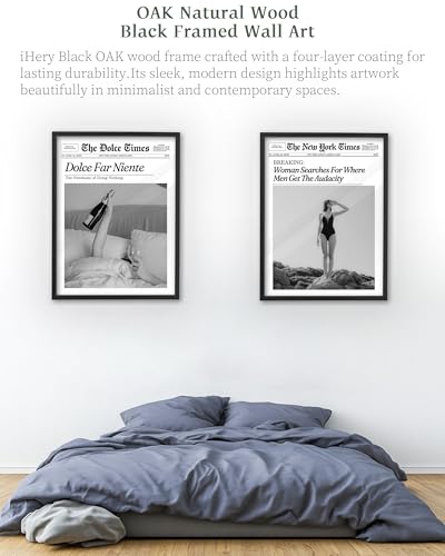 12x16in Dolce Far Niente Black Framed Newspaper Wall Art