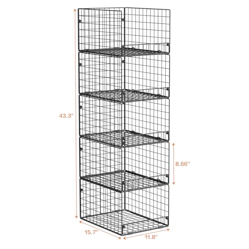 5 Tier Stackable Closet Storage Baskets