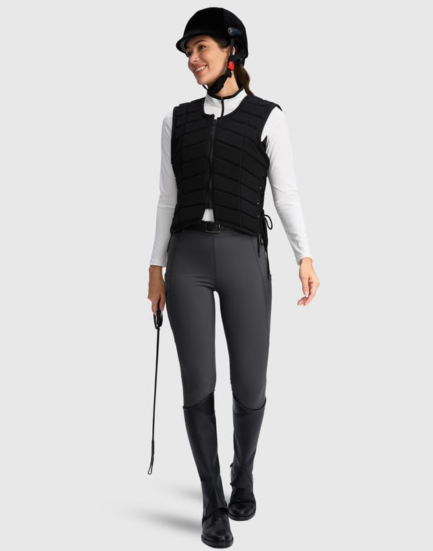 SANTINY Women's Horse Riding Pants Zipper Pockets Silicone Full-Seat Breeches Equestrian Schooling Tights for Women