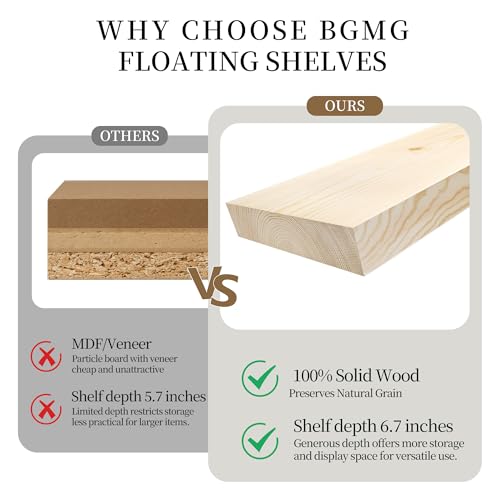Wood Floating Shelves for Wall 24 inch Set of 2