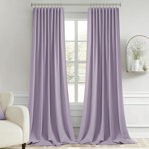 Lilac Back Tab Blackout Curtains 52x96 Inch Long 2 Panels Set (2 Count)