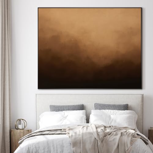 36"x46" Extra Large Framed Wall Art Warm Earth Tones Abstract Landscape Illustration for Home Living Room Bedroom Decor