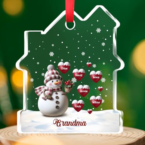 Happy Christmas Snowman Glass Ornament