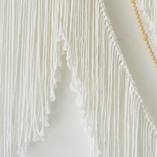 Macrame Wall Hanging Boho Yarn Art Tassel Beaded Handmade Decor 57"W*41"L