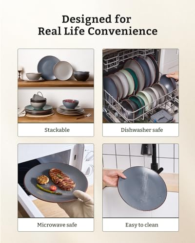 Venus Stoneware Dinnerware Sets with Pasta Bowls (24 Count)