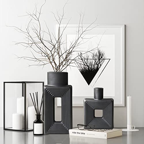 Black Ceramic Vase Set of 2 (2 Count)