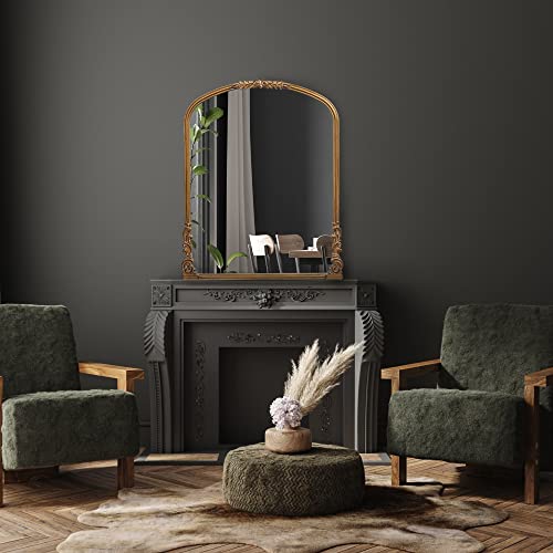 English Estate Carved Arch Wood Wall Mirror