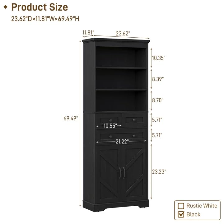 70" Tall Bathroom Storage Cabinet