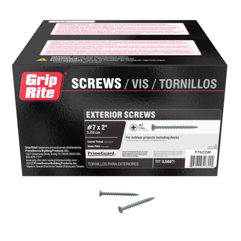 Grip-Rite No. 7 wire X 2 in. L Phillips Bugle Head Coarse Exterior Screws PTN235M