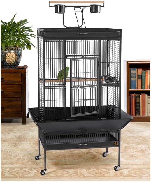 Suburban Sophistication Playtop Bird Home with Spacious Design, Durable Materials, Removable Perches Black/Medium
