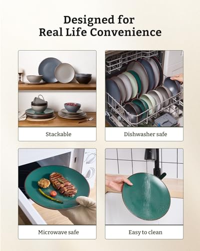 Venus Stoneware Dinnerware Sets with Pasta Bowls (16 Count)