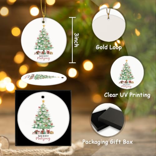 White Snowflake Mahjong Christmas Tree Ceramic Ornament Gifts