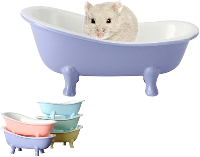 Small Animal Hamster Sand Bathtub, Bird Bathroom, Ice Accessories Cage Toys, Ceramic Relax Habitat House, Sleep Pad Nest for Hamster, Food Bowl for Guinea Pigs/Squirrel/Chinchilla
