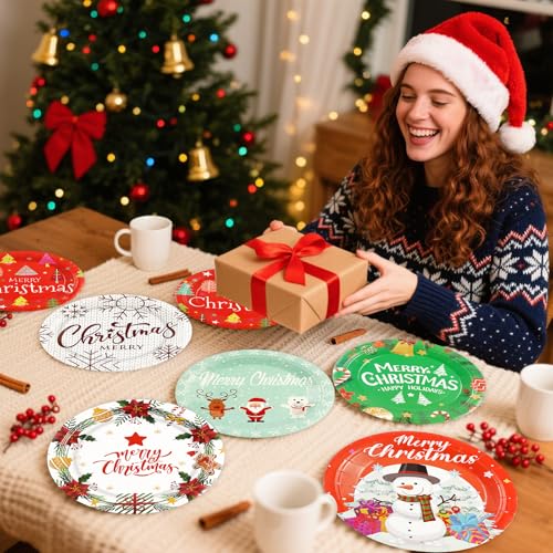 48 PCS Christmas Paper Plates 7 inch (50 Count)