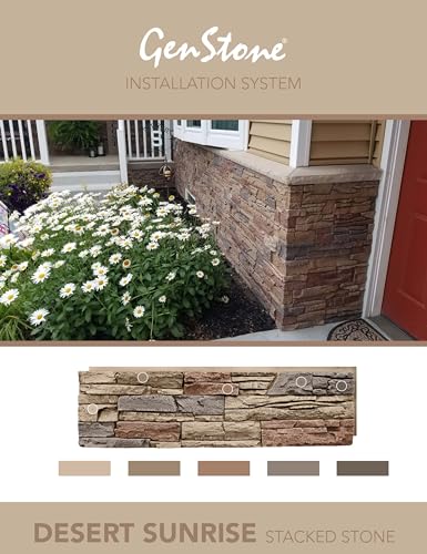 Faux Stacked Stone 90 Degree Inside Corner Panel 22.5" x 12" in Desert Sunrise Color for Do It Yourself Friendly Home Improvement Projects