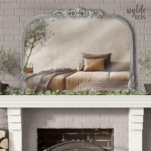 English Estate Carved Arch Wood Wall Mirror