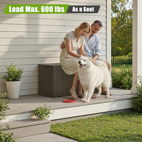 Resin Deck Box 100 Gallon Large Outdoor Storage Box Waterproof