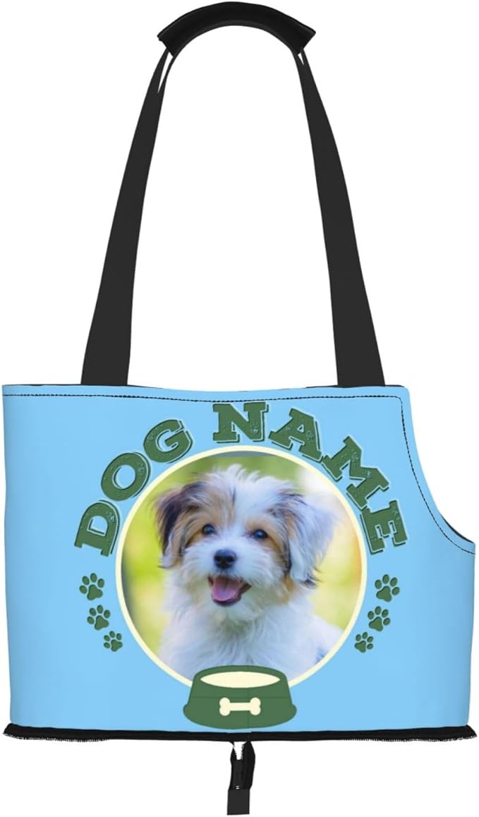 Custom Dog Carrier Purses Personalized Crossbody Puppy Carrying Bag Add Your Pet Photo Name Text Soft-Sided Sling Cat Pouch for Outdoor Hiking Traveling Subway Shopping (Style1)