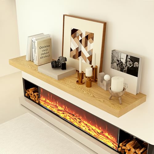55 x 12 Deep Floating Shelves Wall Mounted Set of 1 Oak